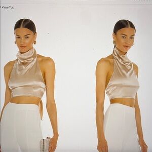 AMANDA UPRICHARD Elegant BONE Halter Top